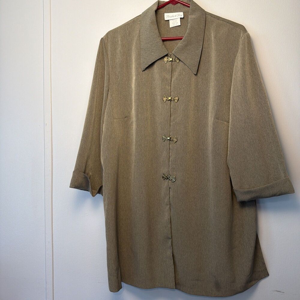 Pride & Joy Tunic Shirt Women 18W Snap Frog Closure Vtg Art to Wear Earthy Fairy